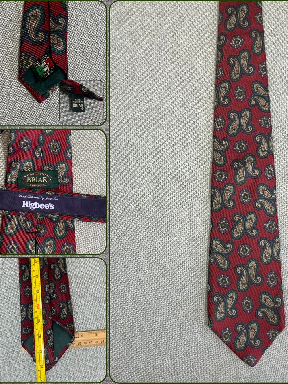 Vintage Briar Paisley Silk Tie Made USA